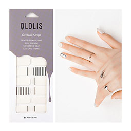 QLOLIS Premium Full Wraps Nail Art Gel Polish 20 Strips (White Stripe)