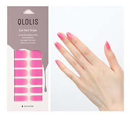 QLOLIS Premium Full Wraps Nail Art Gel Polish 20 Strips (Hot Pink)