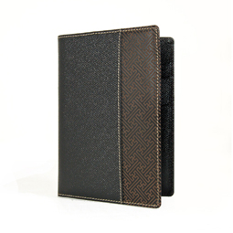 Leather Passport Wallet with Swastika Pattern 