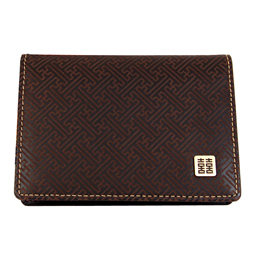 Brown Leather Business Card Holder with Chinese Double Joy Character