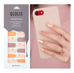 QLOLIS Premium Full Wraps Nail Art Gel Polish 20 Strips (Peach)