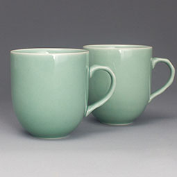 Set of 2 Celadon Porcelain Mugs 