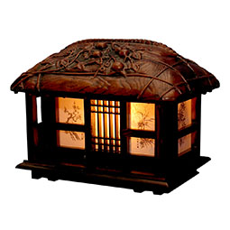 Wood Bedside Lamp with Traditional Korean Cottage Design