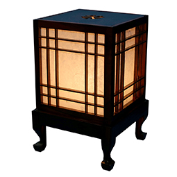 Wood Bedside Lamp Shade with Traditional Korean Window Design 