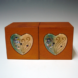 Cloisonne Enameling Jewelry Box with Two Hearts Design