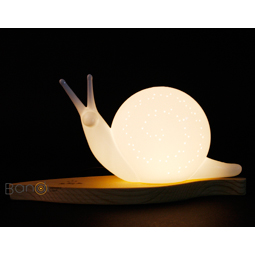 White Ceramic LED Table Lamp with Snail Design