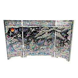 Mother of Pearl Decor Mini Folding Screen with Long Life Emblems