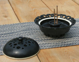 Black Openwork Porcelain Incense Burner for Aroma Stick and Cone