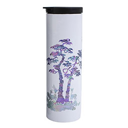 White Water Bottle with Mother of Pearl Deer Stainless Steel Thermo