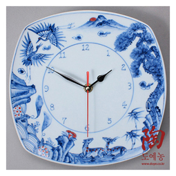 Blue and White Porcelain Wall Hanging Clock with Longevity Design
