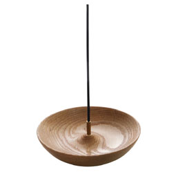 Natural Solid Wood Grain Handmade Bowl Incense Stick Holder (Red Oak)