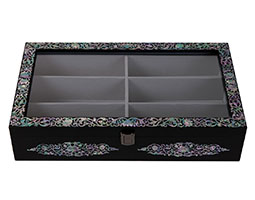 Mother of Pearl Inlay Eyeglasses Organizer Box with Arabesque Design