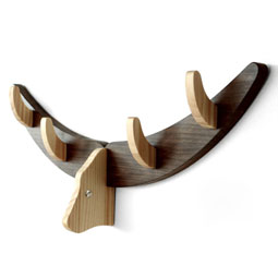 Decorative Wooden Wall Buffalo Head Hanger Coat Hooks