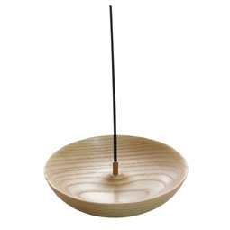 Natural Solid Wood Grain Handmade Bowl Incense Stick Holder (Ash)