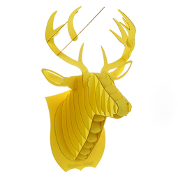 Yellow Deer Head 3D Puzzle Jigsaw DIY Art Paper Model Wall Decor Kit