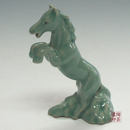 Porcelain Horse Figurine Celadon Green Water Dropper  