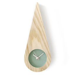 Ash Wood Water Drop Design Wall Mount Non-Ticking Silent Clock