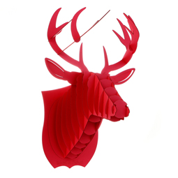Red Deer Head 3D Puzzle Jigsaw DIY Art Paper Model Wall Decor Kit